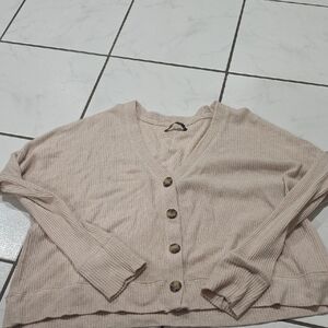 Abercrombie & Fitch Light Beige Ribbed Cardigan